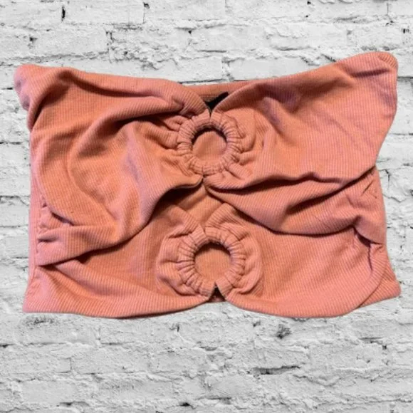 Pink double O ring Cropped Top  4203  NWT Boutique - Picture 2 of 10